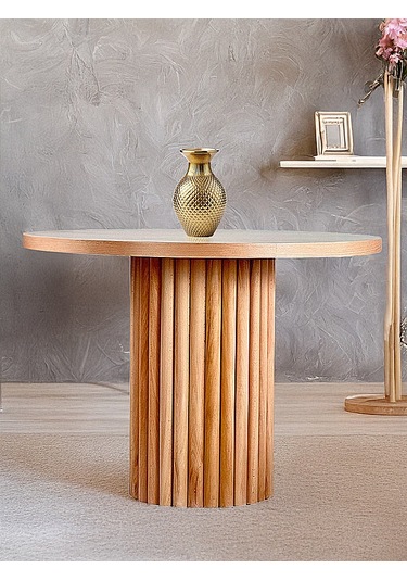 Myra İskandinav Natural Ahşap Masa Sandalye Takımı 90x90 Natural