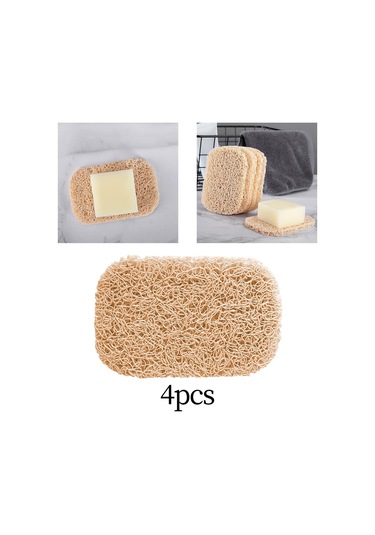 Suntek Pvc Sabun Koruyucu Kendinden Boşaltma Aksesuarı Kaymaz Sabunluk 4 Adet Bej