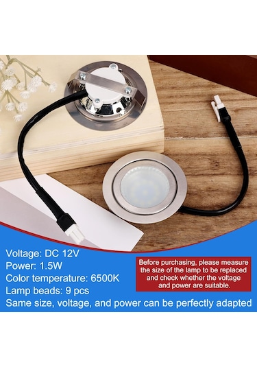 Yifomall Paslanmaz Çelik Davlumbaz Led Aydınlatma Seti, 12v Dc 2 Adet Led Ampul, Davlumbaz Aydınlatma Değişim Parçası