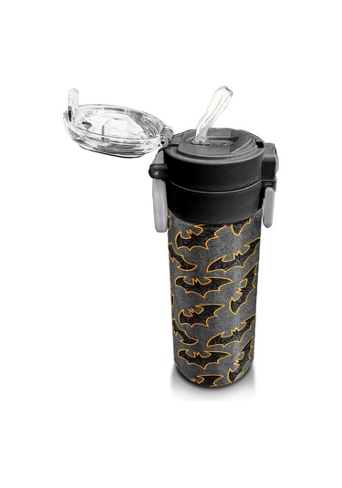 Coral High Kids Gri Hardal Yarasa Desenli Pipetli Ve Direkt İçim Çelik Termos 500 Ml 31932 Hardal