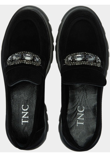 Tamer Tanca Kadın Vegan Siyah Süet Loafer Ayakkabı 817 2399 Bn Ayk Sk23/24 Sıyah Suet Siyah