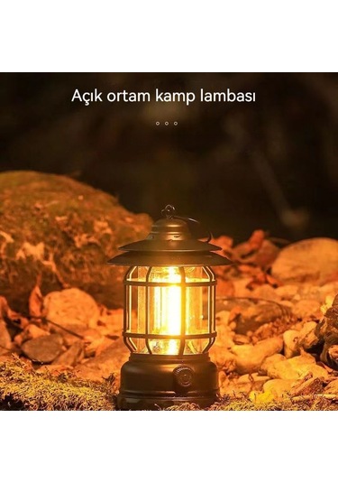 Jian Fan Açık Kamp Acil Aydınlat Maşarj Edilebiler Taşınabilinir Led Atığıgııı-siyah Siyah