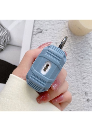 Air-pods Zore Airbag 35 Darbelere Karşı Dayanıklı Düğmeli Kılıf-mavi Mavi