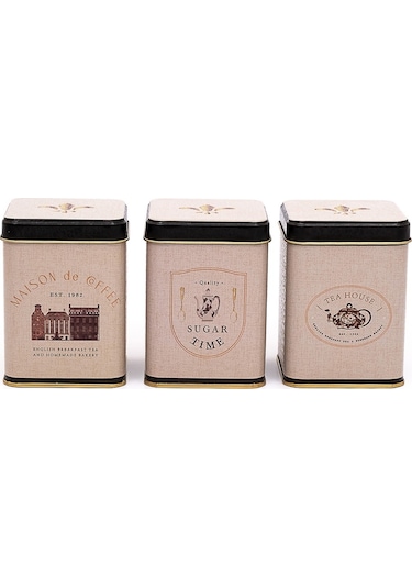 Azura Desenli Kare Metal Saklama Kabı 3 Lü Set, 7.5 X 7.5 Cm Çok Renkli