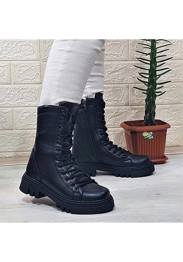 M.p 1416 Siyah Cilt İçi Sıcak Astar 25cm Bayan Postal Bot 001