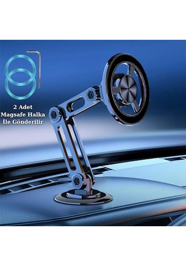 Coofbe Güçlü Metal Magsafe Uyumlu 360 Dönebilen Araç İçi Telefon Tutucu Masaüstü Telefon Tutucu Stand