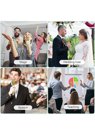 Kablosuz Çift Dinamik Mikrofon Sistemi Şarj Edilebilir Alıcı Altın 1 Mikrofon