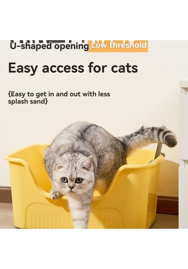 Mufunye Yüksek Kenarlı Açık Tasarım Maine Coon Ragdoll Kediler İçin Ekstra Büyük Kedi Tuvaleti Jumbo Kedi Kum Kabı