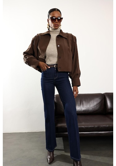 Kahverengi Piliseli Bomber Ceket Kahverengi