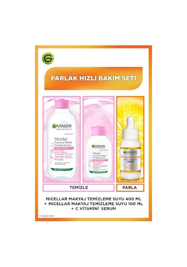 Garnier Parlak Bakım Seti - C Vitamini Serum & 100 Ml Micellar & 400 Ml Micellar pktgrnparlakset-10741