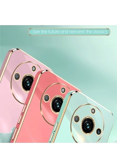 My Topped Realme 11 Pro + 5g Xınlı Düz Kenar 6d Elektrolizle Tpu Sert Koruma Telefon Kılıfı Kırmızı Kırmızı