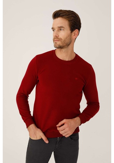 İgs Erkek Bordo Standart Bisiklet Yaka Triko Bordo