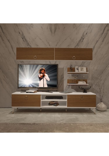 Decoraktiv Eko 5 Mdf Dvd Gold Tv Ünitesi Tv Sehpası Beyaz - Ceviz
