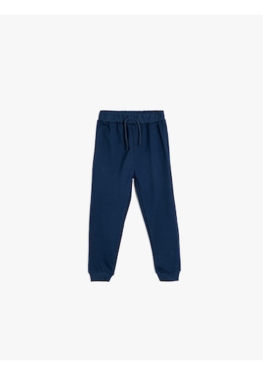 Koton Beli Bağlamalı Pamuk Karışımlı Basic Jogger Eşofman Altı Lacivert 5smb40034tk Lacivert