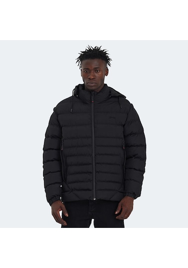Slazenger HADI IN Erkek Kapüşonlu Şişme Siyah Mont & Kaban