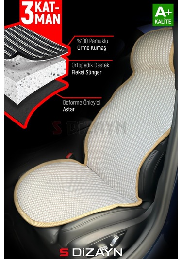 S-dizayn Oto Koltuk Koruyucu Kılıf Set Krem Universal 2+3 Parça Ön Arka