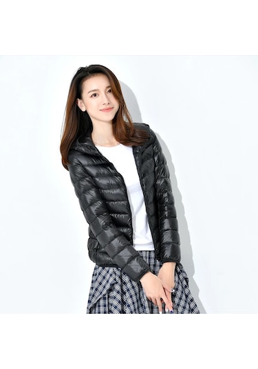 Yeni Kısa Kalın Sıcak Slim Fit Beyaz Ördek Tüyü Moda Ceket Siyah