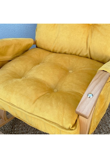 Reyo Home Sallanan Sandalye Minderi Kapitone Çift Cepli Hardal