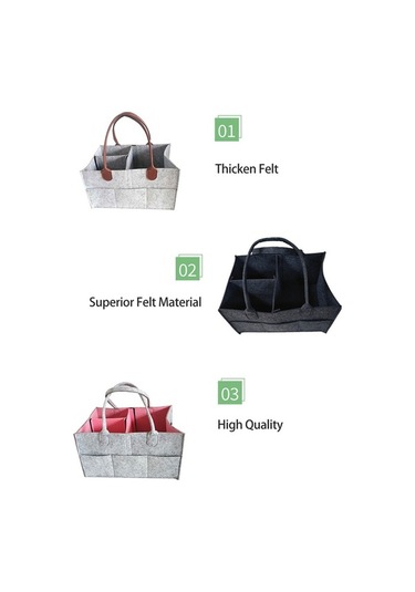 Novahub Moveevo Moda Keçe Bebek Çantası - Geniş Seyahat Oyuncak & Bez Seti Gri