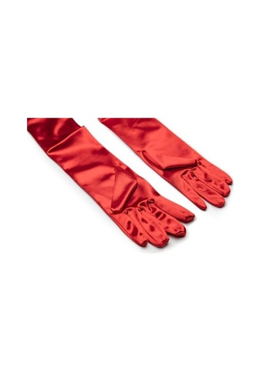 Uzun Boy Parlak Esnek Likralı Eldiven 40 Cm - 1 Çift - Kırmızı Çok Renkli