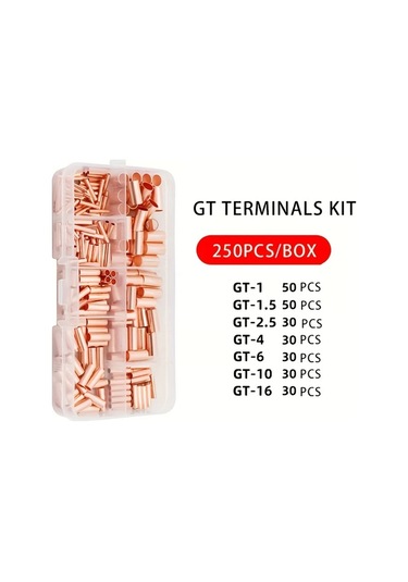 Dashanshop Swanamb Profesyonel Kablo Krimpleme Pensesi 250 Parça Gt Bakır Terminal Seti Pz0.5-16