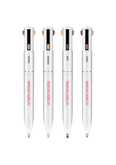 Gajeena 4 Renkli Döner Kalemli Kaş Kalemi - 02 Orta Ton, Plastik Gövde, Pratik Kullanım