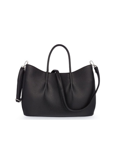 Bilik Deri Logo Detaylı Siyah Kadın El Çantası Riv 147-r Siyah
