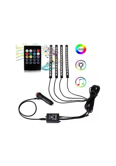 Araç İçi Ayak Altı Sese Duyarlı Şerit Led 4'lü Set