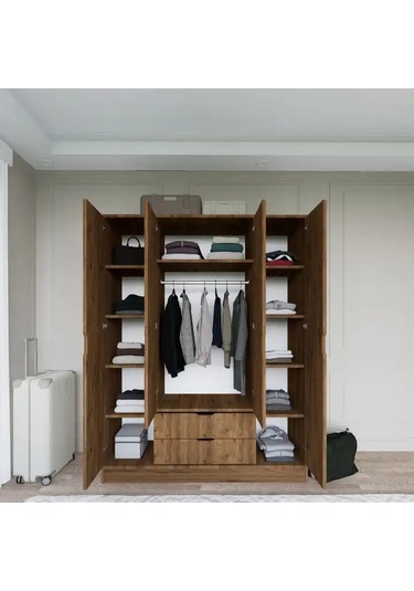 Atlas 4 Kapılı 2 Çekmeceli Gardırop Atlantik Çam