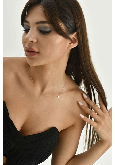 Minamis Silver 925 Ayar Gümüş A Harfi Köprücük Kolye-2247