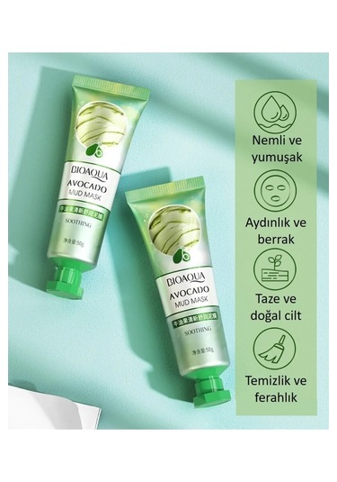 Bioaqua Avokado İçerikli Arındırıcı ve Nemlendirici Çamur Kil Maskesi 50 G