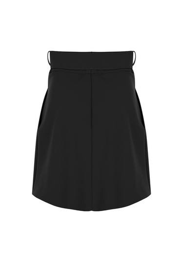 Kadın Yüksek Bel Pileli Etek Frn4050 Siyah