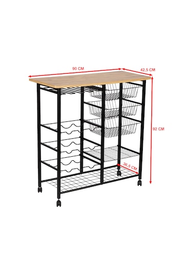 ÇOK AMAÇLI ADA MASA METAL MUTFAK BAR BANGO TEKERLEKLİ SEBZELİK