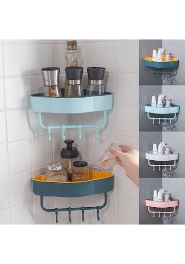 Fortunelane Sunsıom Duş Odası Köşe Rafı, Su Akışlı Tasarım, 4 Çekmeceli Kuru, Mavi Pp Malzeme, 22.5x11 Cm Koyu Mavi Koyu Mavi