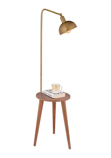 Magic Eskitme Başlıklı Ahşap Sehpalı Modern Ayaklı Abajur Lamba Ahşap Lambader