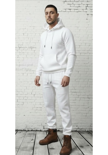 Black Steel Erkek Casual Eşofman Takım Ekru