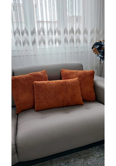 3- Lü Kare Takım Kırlent / Yastık 2 Kenar Kiremit/ 1 Orta Kiremit