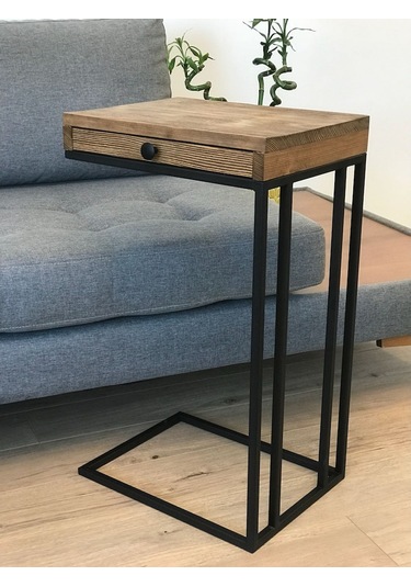 Lambada Masif Ahşap,Çekmeceli Yan Sehpa