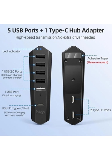 Pg-p5s003 Ps5 Slim Disk / Dijital 6in1 Usb Hub Çoklayıcı Adaptörü