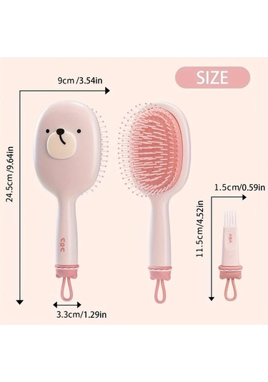 Elmpaly Sarı Renkli Anti-statik Ayı Yüz Tasarımlı Yumuşak Fırça Saç Açma Ve Masaj Tarak