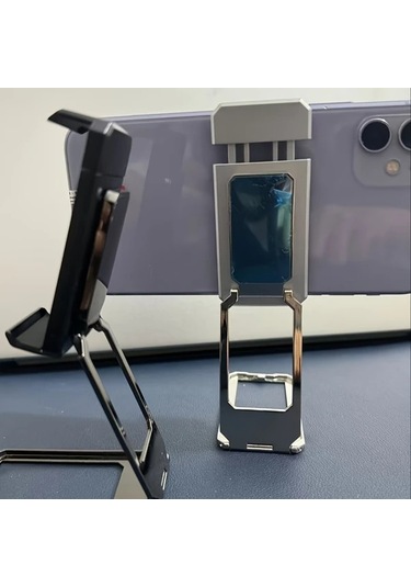 Motion003 360 Derece Dönebilen Katlanabilir Stand Arka Klips Simli Siyah Telefon Tutucu Metal Simli+siyah