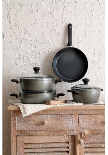 Pierre Cardin 7 Parça Dıamond Cook Granit Gri Tencere Seti