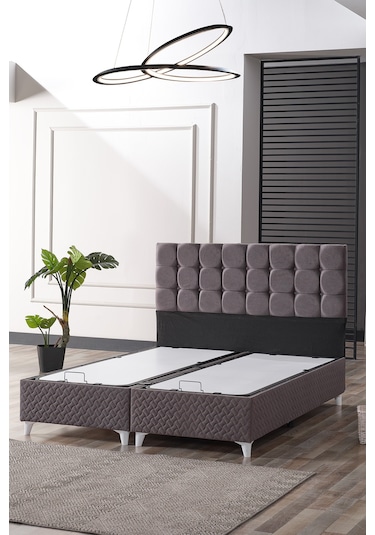 Bengü Çift Kişilik Baza Başlık Set Gri 150 200