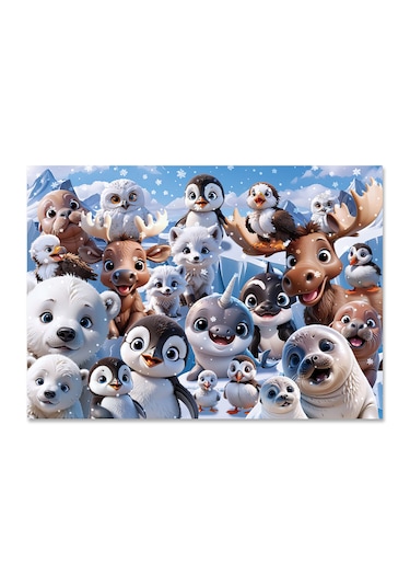 Kutup Hayvanları Çocuk Puzzle 100 Parça 34 48 Cm