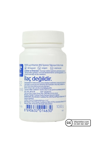 Pure Encapsulations Vitamin B12 1000 Mcg 60 Kapsül