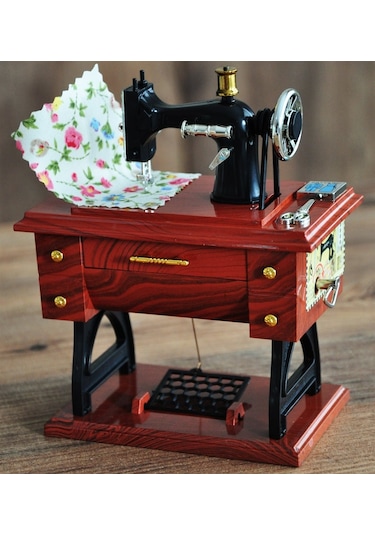 Kişiye Özel Nostaljik Tasarımlı Dikiş Makinesi Müzik Kutusu