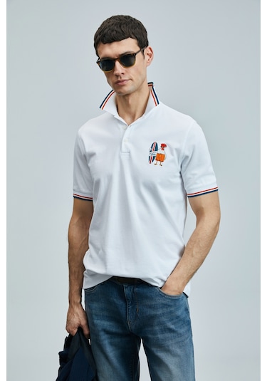 Lufian Erkek Sansa Smart Polo T-shirt 111040218 Beyaz Beyaz