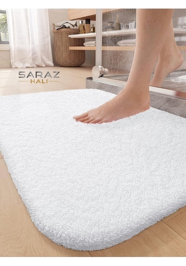 Saraz Halı Soft 60x100 Beyaz Banyo Paspasıbeyaz Beyaz