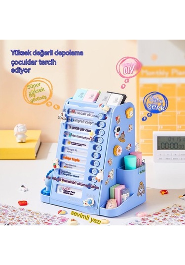 Pratik Döner Mekanizmalı Öğrenciler İçin Geniş Kapasiteli Masaüstü Organizasyon Kutusu Çok Amaçlı Kalemlik Ve Kırtasiye Depolama Çözümü Pembe