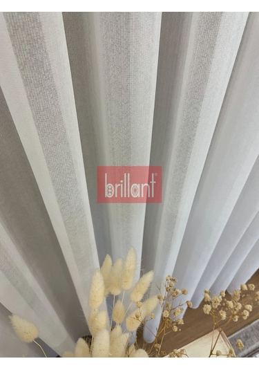 Tül Perde Brillant Ağır Gramajlı Ekru Keten Efektli